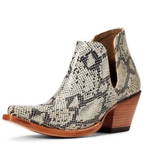 ARIAT Dixon Western Bootie in White Snake Size 6.5